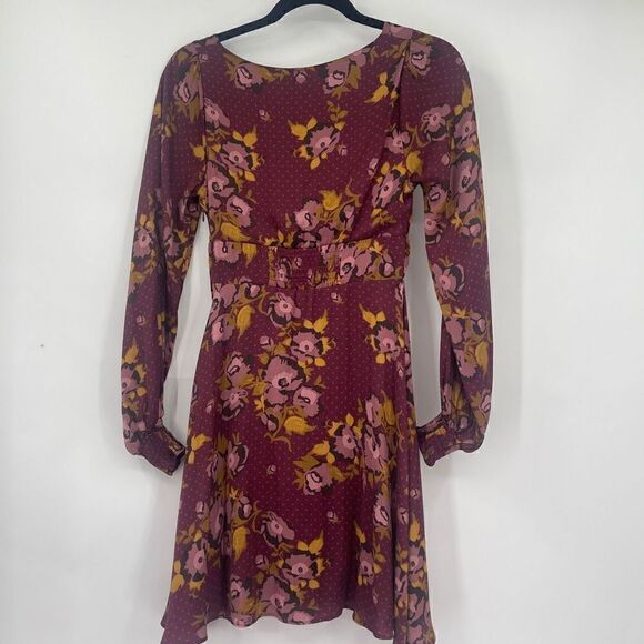 Free People Women's Morning Light Floral Print Ruched Casual Dress Size 0 - Picture 4 of 11